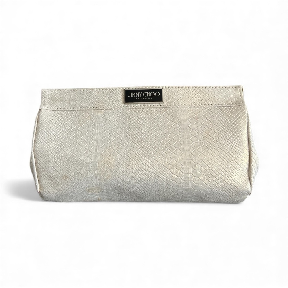 Jimmy Choo Fragrance Faux Snake Metallic Cream Clutch